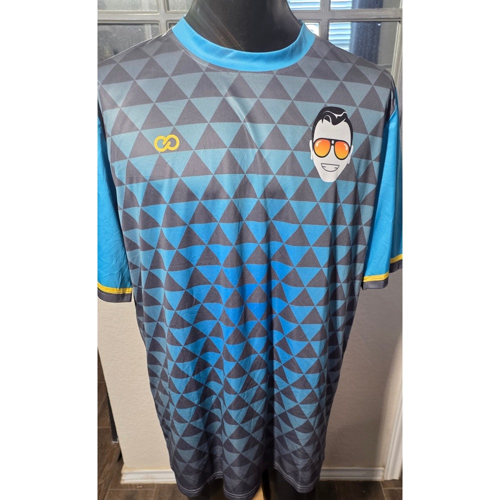 Woo Dapp The Schmo 312 Graphic Jersey Blue Grey Triangle Print Mens 3XL